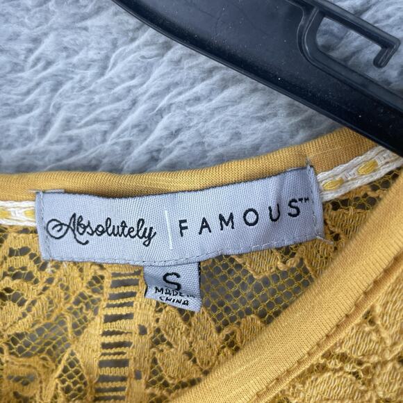 Crochet Lace Womens Sleeveless Top Size S Boho Hippie Gold Flowy Cotton Blend - Picture 4 of 9